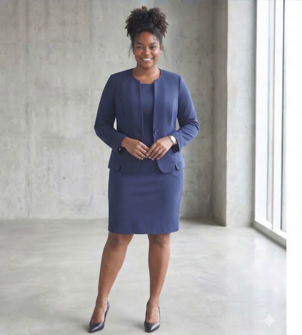 Vintage Leslie Fay Royal Blue Sheath Dress w/ blazer 18 Corporate Chic 90s Class